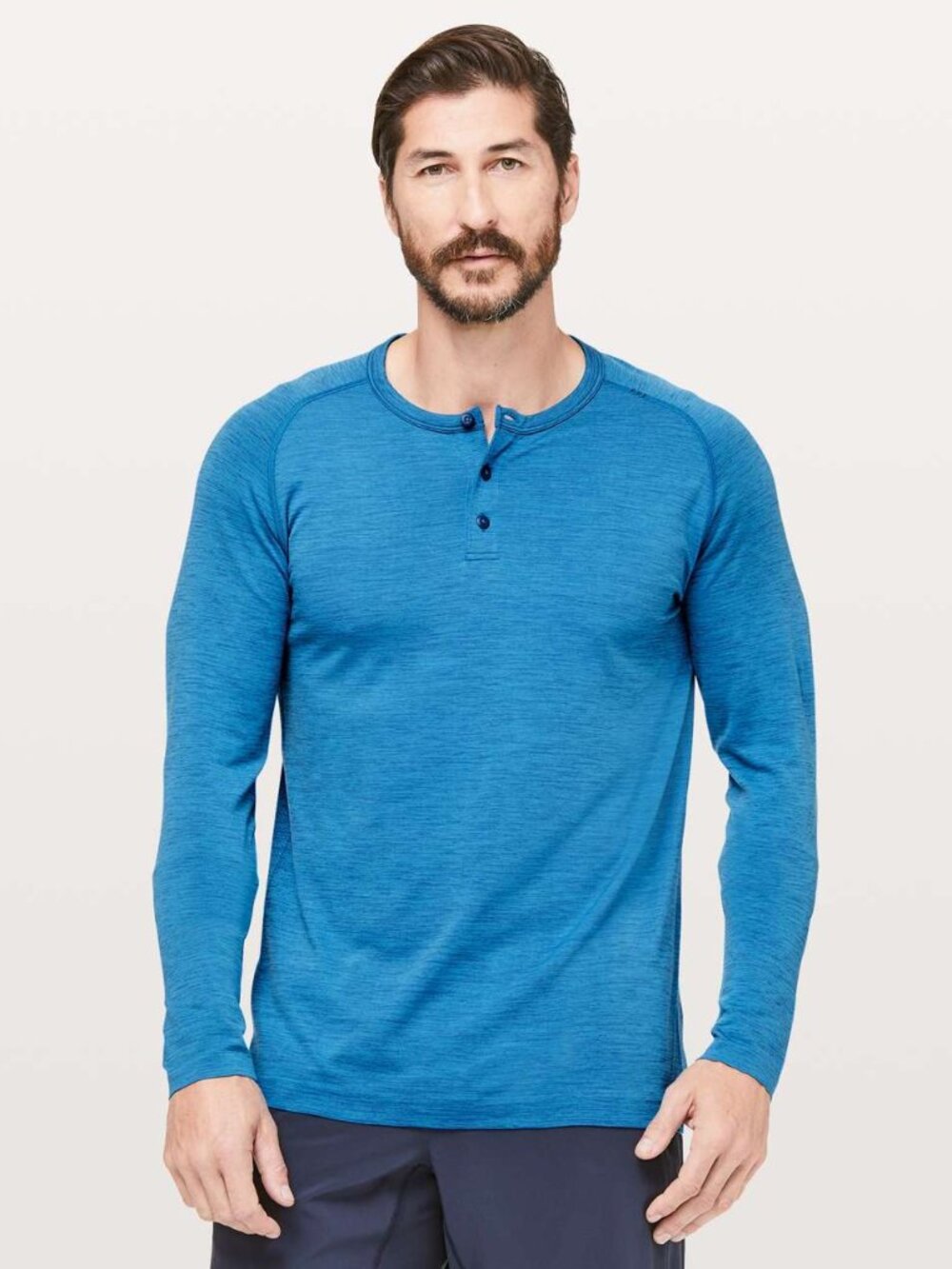 Lululemon Men's Metal Vent Tech Long Sleeve Henley - Blue